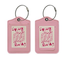 Yetmadi Pink Preppy Luggage Tag, Trendy Queen of Hearts Card Luggage Tags for Suitcases Women Teen Girls, Preppy Stuff, Privacy Protection PU Leather Travel Name Tags Identifiers for Luggage