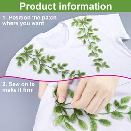 OIIKI 1 Pairs 3D Lace Forest Leaves Vine Patches Decoration, Green Sewing Embroidery Leaf Pattern Appliques, Bohemian Shoulder Collar Embellishment Costume Crafts Trims -2PCS