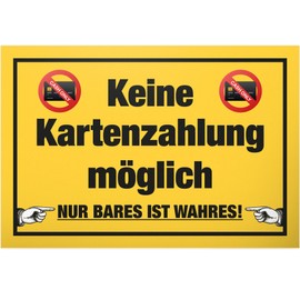 DankeDir! Keine Kartenzahlung Sign 30 x 20 cm Funny Cash Payment Sign for Catering Retail – Nur Bares ist Wahres Deko Laden Restaurant Bar Note