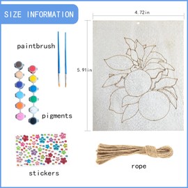 Nsoicrac Wooden Painting Crafts for Kids, 10pc Unfinished Wood Crafts for Children and Adults, with Ropes.Stickers, Paints, Brushes