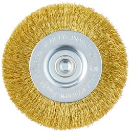 kwb Disc Brush, Fine, Brass Wire, Diameter 75 mm for Metal and Stone, Wire Brush for Drill Machine incl. E6.3 Hex Shank, for Rust Removal, Descaling, Roughening and Cleaning