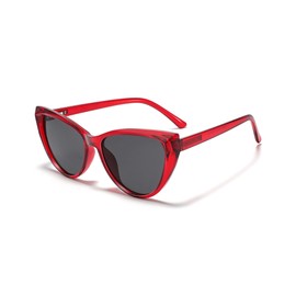 MUDIWRLO Cat Eye Sunglasses for Women Trendy TR90 Sun Shade Sunnies UV400 Protection(Red/Grey)