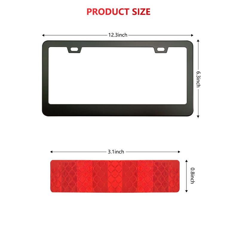 NJNYLLC License Plate Frames Black, 2 Pack Aluminum Universal Aluminum