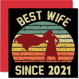 3rd Card Wedding Anniversary for Wife - Best Wife - Happy 3rd Wedding Anniversary Card Wedding Anniversary Cards for Lover, 145mm x 145mm Greeting Cards for Third Party Leather Anniversaries