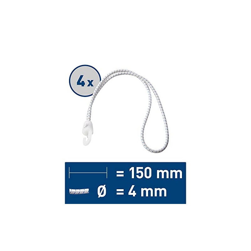 Sprenger Zeising (Spanngummi) mit Gummischlaufe und Haken – 4er Pack