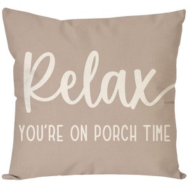 PANDICORN Decorative Throw Pillow Covers 18x18 Inch Relax Porch Time Beige Outdoor Rustic Farmhouse Pillow Decorative Throw Pillows Cases Cushion Covers Decorations for Porch Couch Sofa Decor
