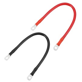 VekAuto 1 Pair Copper Battery Inverter Cables, 6 AWG Gauge 1ft Battery Cable Universal for Car Vehicle RV Solar Application Durable Pure Copper Black Red with 5/16" Ring