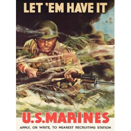 WW2 USMC Marines Let'em Have It! New Metal Sign: 12 x 16" - Free Shipping