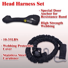 J Bryant Adjustable Neck Harness Head Strap for Weight Lifting with Resistance Tube Bands and Door Anchor Set for Neck Strength Training Exercise Equipment