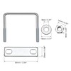 sourcing map Pack of 4 M8 square U-bolts, square U-bolts,