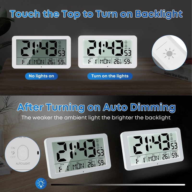 Seugjie Large Digital Wall Clock 9-inch Desk Clock Digital with