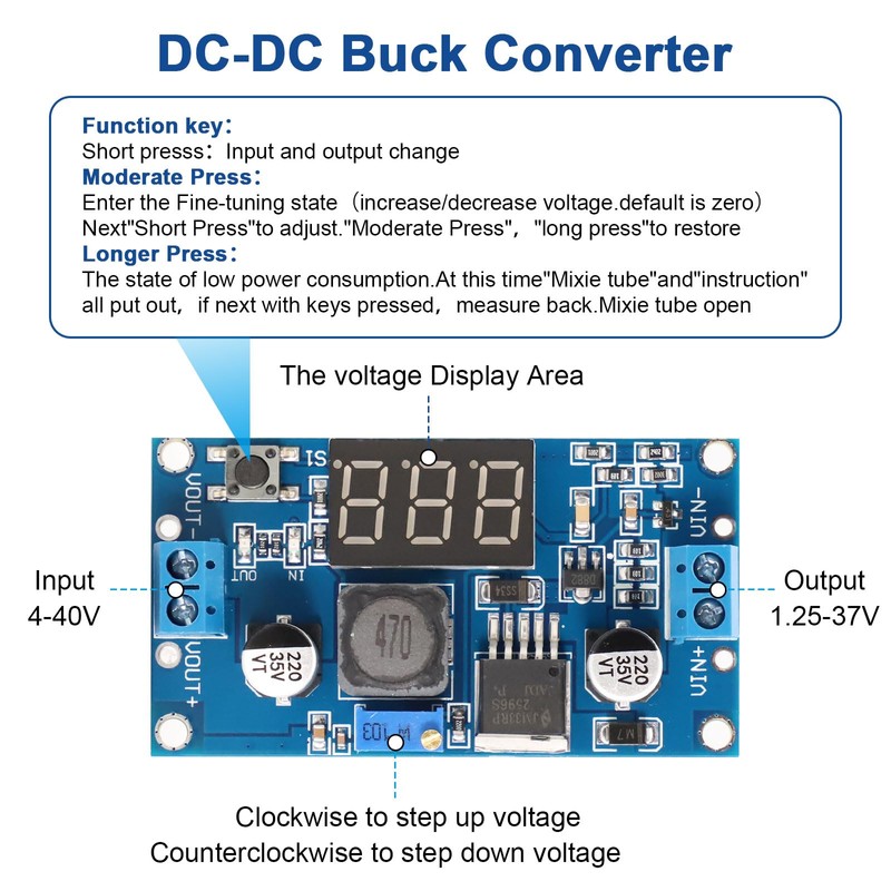 Pack of 3 Step Down Converter, QIQIAZI DC-DC Buck Converter