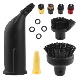 Wiseten Round Brush Set and Mouthpiece Nozzle for Kärcher Steam Cleaner Accessories SC1 SC2 SC3 SC4 SC5, Black Extended Nozzle, Large Round Brush Replacement Parts with 4 Small Round Brushes