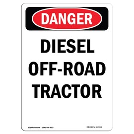 OSHA Danger Sign - Portrait Diesel Off-Road Tractor | 10 Pack of Decals | Protect Your Business, Construction Site, Warehouse & Shop Area | Made in The USA
