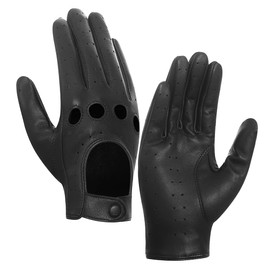 Harssidanzar Driving Leather gloves,Womens Leather Driving Gloves Unlined Upgrade,Black, L