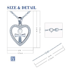 Yumilok 925 Sterling Silber Zirkonia Kreuz Herzanhänger Halskette Kette mit Anhänger für Damen Mädchen