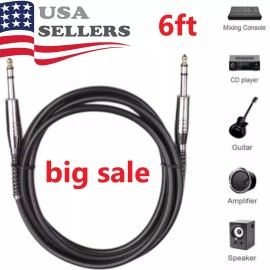 Unbranded 6FT Stereo Cable  1/4 Inch Male Trs Speaker Amp Noiseless Guitar Cable