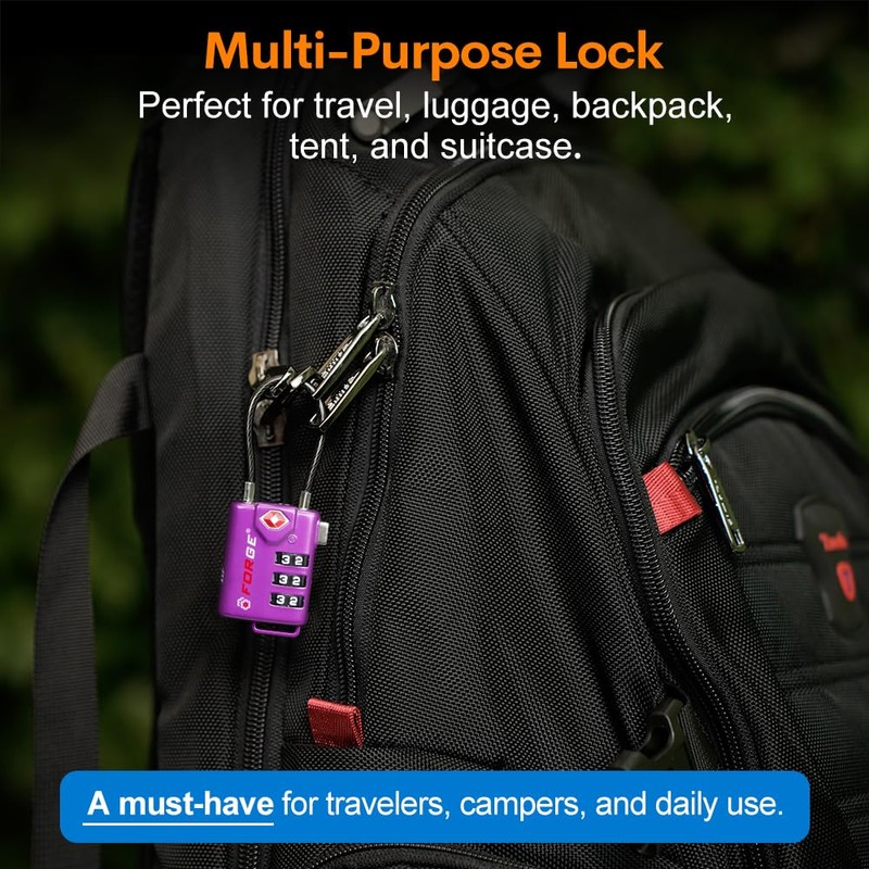 TSA Approved Cable Luggage Locks, Re-settable Combination with Alloy Body