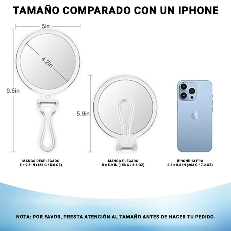 Timotech Espejo de Mano con Aumento 20X y 1X Espejo