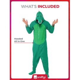 Smiffys Unisex Crocodile Costume All-in-One Hooded Size L, 23631, m