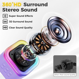 Karaoke Machine for Kids, Portable Bluetooth Speaker with Wireless Microphone, Clear & Loud Sound, Kids Toys Gifts for Girls 4, 5, 6, 7, 8, 9, 10 +Year Old (Purple 2 Mic)