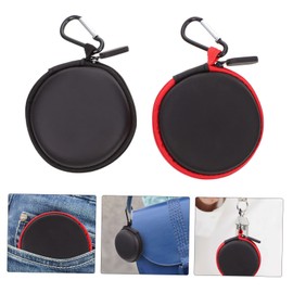 LABRIMP 2 Pcs Portable Earbud Holders Storage Bags with Carabiner Durable Key Bags for Earphones Charging Cables Essentials Round Design for Easy Organization