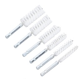 6-Piece Drill Cleaning Brush Set, Rustproof, 4 Inch Twisted Wire Brush with 1/4 Inch Hex Shank for Electric Drill Impact Wrenches (Nylon (White)