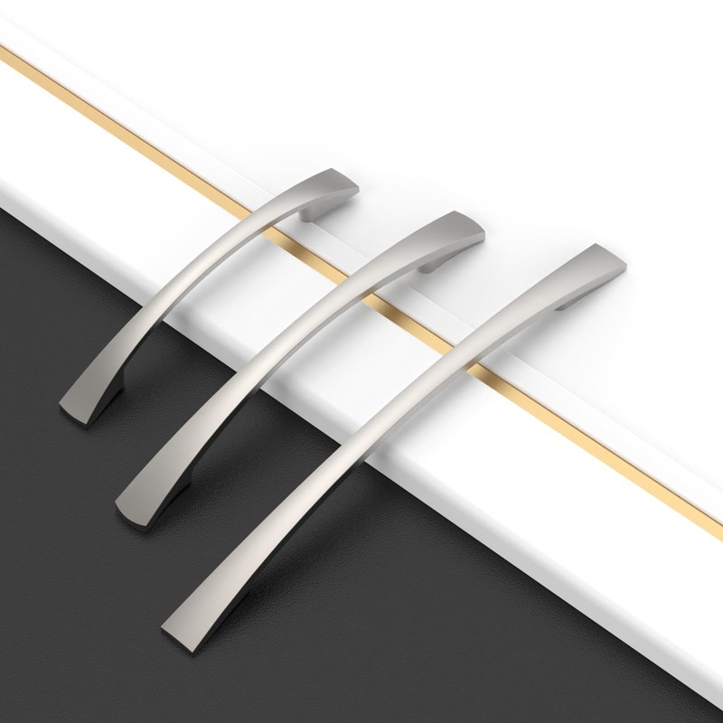 Amerdeco 10 Pack Brushed Satin Nickel Cabinet Pulls 3-3/4 Inch(96mm)
