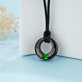 YOUFENG Birthstones Urn Necklaces for Ashes Round Cremation Pendant Urns for Human Ashes Memorial Keepsake Locket Jewelry All (May-birthstone)