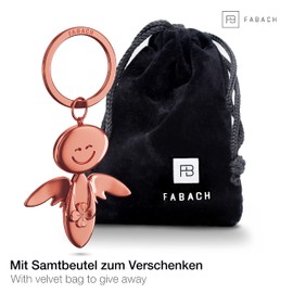 FABACH Guardian Angel Keyring Smile with Clover Leaf – Lucky Angel Made of Metal – Good Luck Charm Car Angel Pendant – Gift Good Luck, Rose Gold, Casual