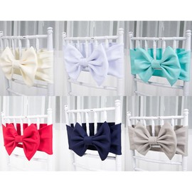 Pmnzdy Pack of 2 Chair Sashes Chair Sashes Stretch Bows Chair Bands Chair Cover Bow Chair Decoration for Weddings, Birthdays, Parties, Banquets, Receptions, Grey