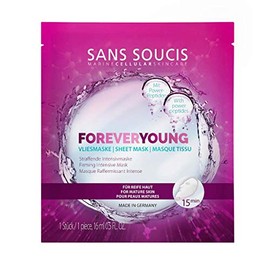 Sans Soucis "FOREVERYOUNG" Vliesmaske: Gesichtsmaske mit Anti-Age Power-Peptiden und Pflanzenstammzellen, mildert Linien und Fältchen, vegan