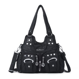 Angel Kiss Purses for Women Small Hobo Crossbody Bags Multi-Pocket Vegan Leather Hobo Handbags Tote Bag with Crossbody Strap