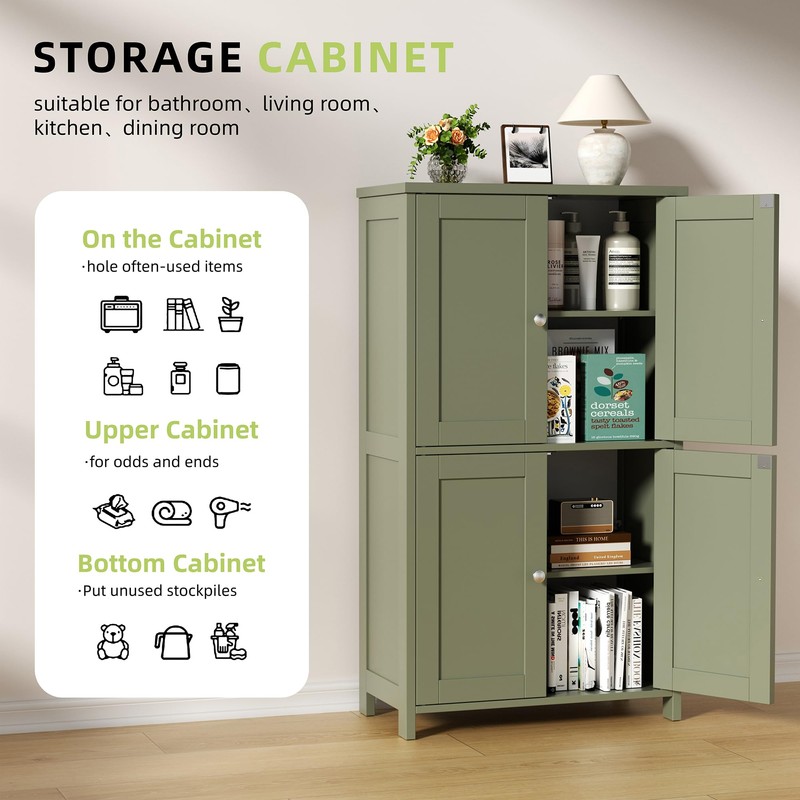 Vongrasig 42.6" Bathroom Storage Cabinet, Modern Floor Cabinet with Doors