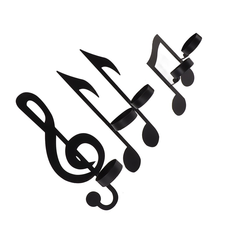 4Pcs Unique Iron Black Music Note Wall Sconce Candle Holder
