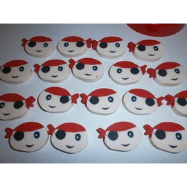 Schnoori Doo 20 Eraser Pirate Sea Robber School Eraser Party Children's Birthday Party Item