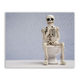 Summit Designs Skeleton Bathroom Prints - Funny Hipster Skull and Bones Wall Art Decor - Set of 4 (8 x 10) Photos