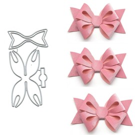 Adies 2pcs Flower Bowtie Metal Die Cuts,Flower Kids Hair Bow Clip Cutting Dies Cut Stencils for DIY Scrapbooking Decorative Embossing Paper Leather Scrapbooking Card Making, 14.9x7.7cm/5.86''x3.03''