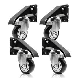 POWERTEC Workbench Caster Kit Set of 4 with Side Mounting Options & 400 lbs Loads, 3 Inch Retractable Stepdown Caster Wheels for Workbenches, Tables, Stands and Equipments (17001R)