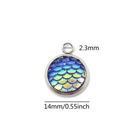 Honbay 12PCS Stainless Steel Resin Mermaid Fish Scale Pendant for Jewelry Making or DIY Crafts