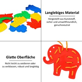 Diffaxy Pack of 8 Threading Games, Lacing Cards with Transport and Animal Shapes and Lines, Early Learning Toys, Threading Toys for Boys or Girls from 3 Years