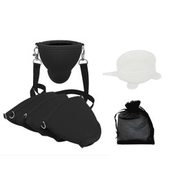 Eff Em Concept XL Weinglas-Halter für den Hals Weinglashalterung aus Neopren mit Halstrageband Auslaufschutz und Aufbewahrung für Weinwanderung Weinfeste Junggesellenabschied Party (Schwarz 5er Set)