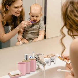 IMAVO Bathroom Accessories Set,Pink Bathroom Set,11 Pieces Bathroom Accessory Set,Trash Can for Bathroom Accessories Décor and Housewarming Gifts