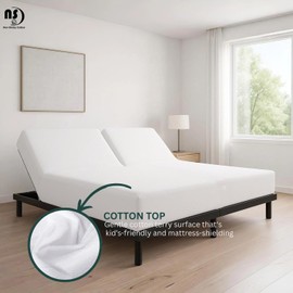 NON Sticky cotton Waterproof Top Split King Mattress Protector, 32" Flex Head Terry Cotton Fitted Cover for Sleep Number Adjustable Bed 78" x 80", Deep Pocket Fits 18", Solid White