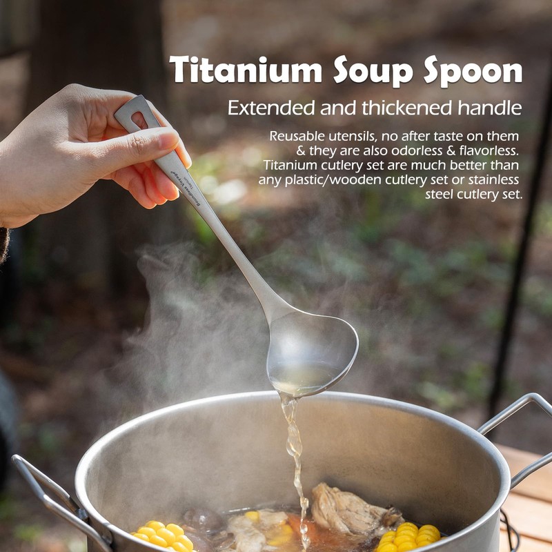Boundless Voyage Titanium Ladle Durable Long Handle Soup Ladle Serving