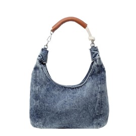 WIGUYUN Vintage Denim Tote Handbag for Women Nostalgic Jean Shoulder Bag Purse Casual Top Handle Purse,Blue