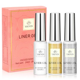 YSUVIN Gel Liner Nail Art, 3 Farben Gold Silber Weiß Painted Liner Gel Nagellack, Soak Off UV/LED Nagellack für Frauen Home DIY Nail Art Salon Maniküre Geschenke