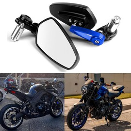 Blue 7/8" Bar End Motorcycle Mirror Rearview CNC Motorcycle Mirrors Compatible With Honda GROM MXS125 CB500F Yamaha MT-03 MT-07 FZ-07 MT-09 MT-10 Z125 pro Z650 Z750 and More