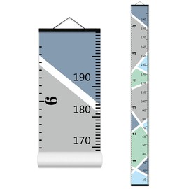 Nustila Color Block Growth Chart for Kids Baby Height Chart Ruler Removable Canvas Wooden Frame Hanging Wall Rulers Measurement Charts for Toddler Room Nursery Decor - 79"X7.9" with Black Wood