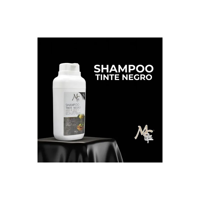Shampoo Tinte Negro, Cobertura Canas, Aceite Argán. Mc Life